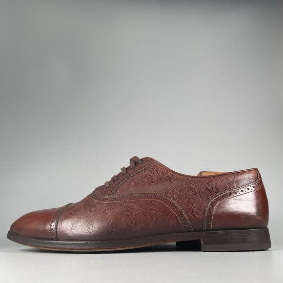 Santoni 14824 Men’s Size 9 EE Brown Leather Oxford Cap Toe Dress Shoes Lace Up - Picture 1 of 9